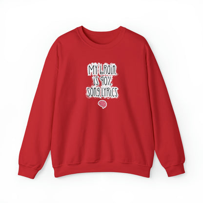 My Brain Is 90% Song Lyrics Crewneck Sweatshirt