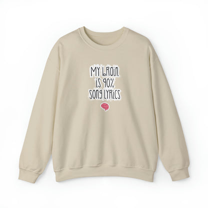 My Brain Is 90% Song Lyrics Crewneck Sweatshirt