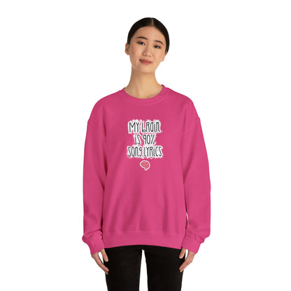 My Brain Is 90% Song Lyrics Crewneck Sweatshirt