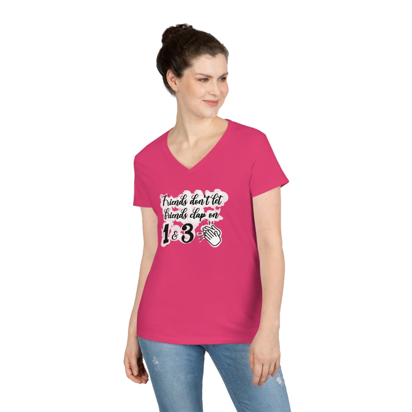 Friends Don't Let Friends Clap On 1 & 3 V-Neck T-Shirt