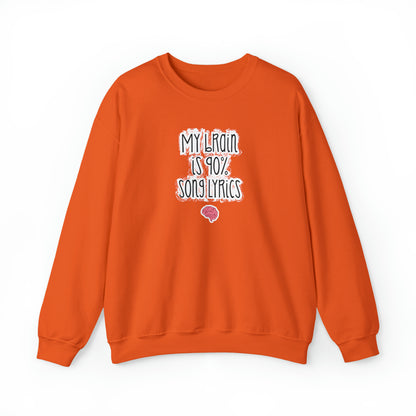 My Brain Is 90% Song Lyrics Crewneck Sweatshirt