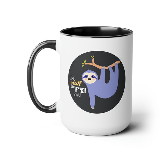 Chill Out Sloth Two-Tone Coffee Mug, 15oz