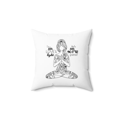 Love and Light Yoga Girl Pillow