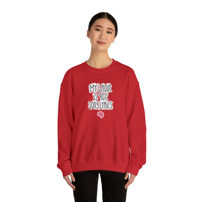 My Brain Is 90% Song Lyrics Crewneck Sweatshirt