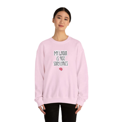 My Brain Is 90% Song Lyrics Crewneck Sweatshirt