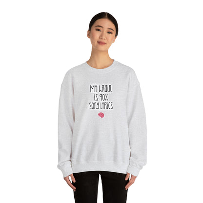 My Brain Is 90% Song Lyrics Crewneck Sweatshirt