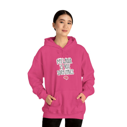 My Brain Is 90% Song Lyrics Hooded Sweatshirt