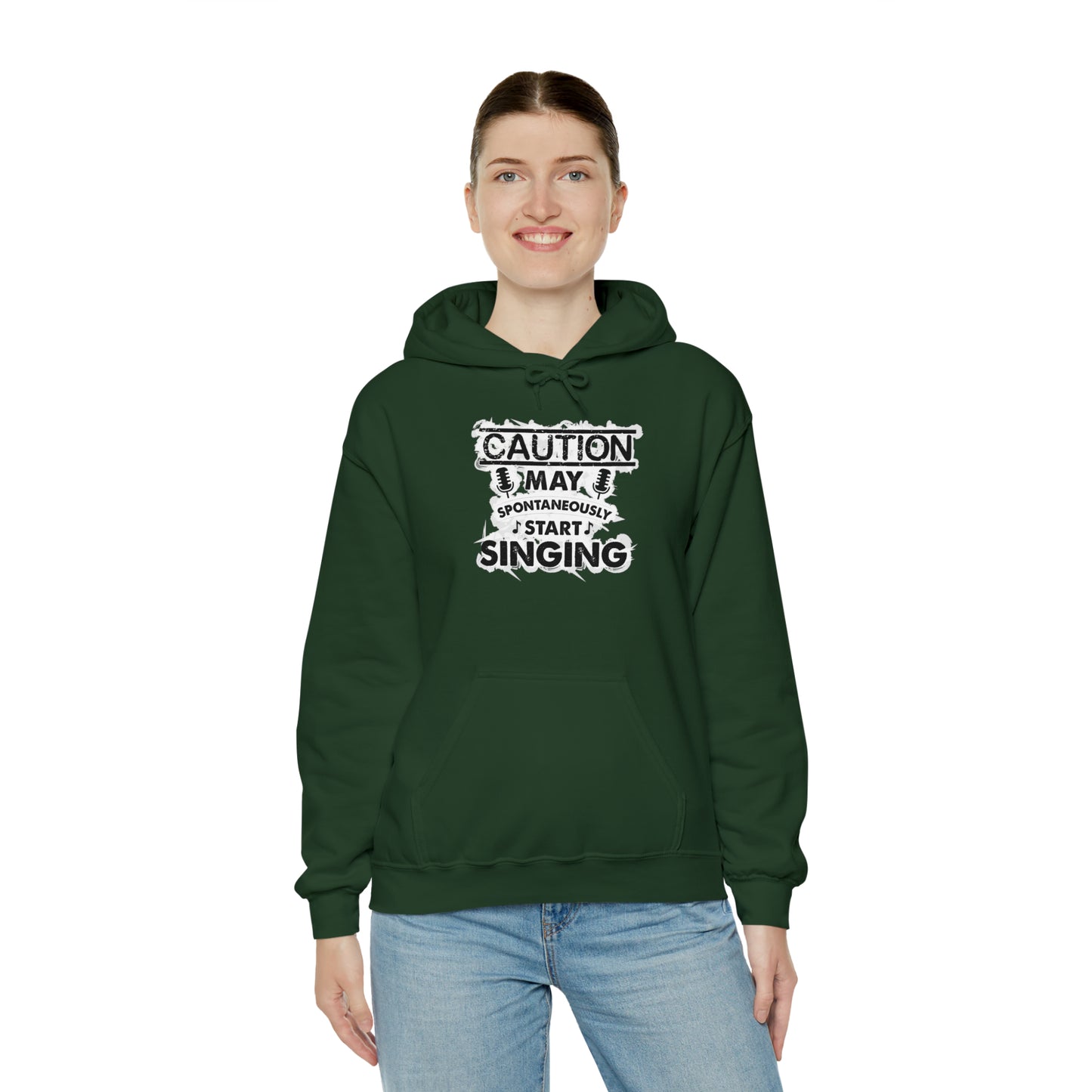 Caution May Spontaneously Start Singing Hooded Sweatshirt