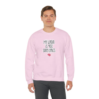 My Brain Is 90% Song Lyrics Crewneck Sweatshirt