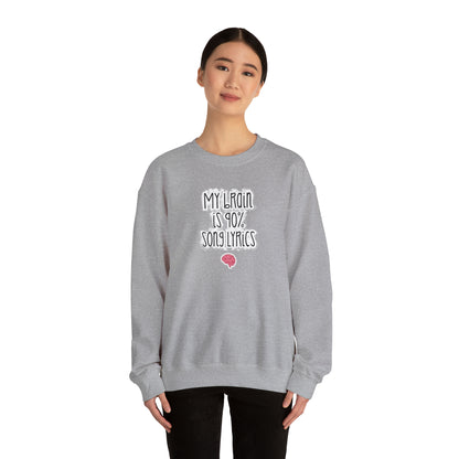 My Brain Is 90% Song Lyrics Crewneck Sweatshirt