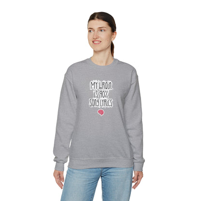 My Brain Is 90% Song Lyrics Crewneck Sweatshirt