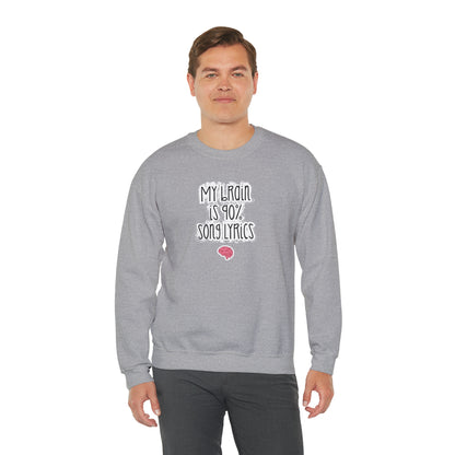 My Brain Is 90% Song Lyrics Crewneck Sweatshirt