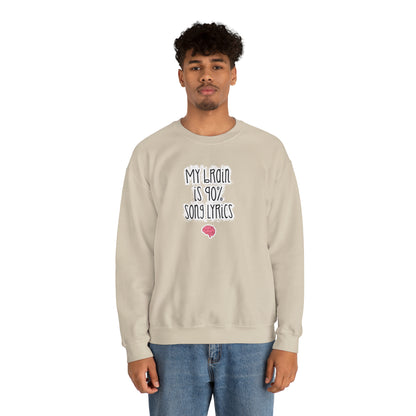 My Brain Is 90% Song Lyrics Crewneck Sweatshirt